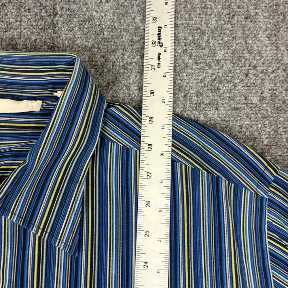 Perry Ellis Mens Size XL Long Sleeve Button Down Shirt Multicolor Striped Cotton